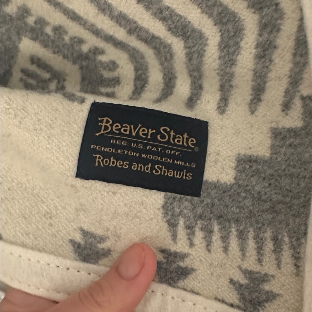 Pendleton Geometric Blanket - Gray, Blue, Cream, Brown - Picture 3 of 4